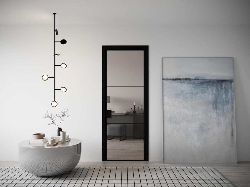 Дверь Grafia с прозрачным стеклом Алюминиевая межкомнатная дверь с прозрачным стеклом